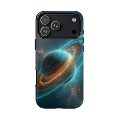 Phone Ink - iPhone/Galaxy/Pixel - Tough Case - Teal Saturn Deep Space Blue