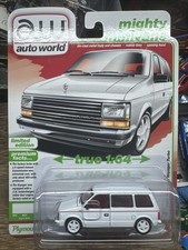AUTO WORLD 1989 Plymouth Voyager Turbo White 1:64 Diecast Mighty Minivans