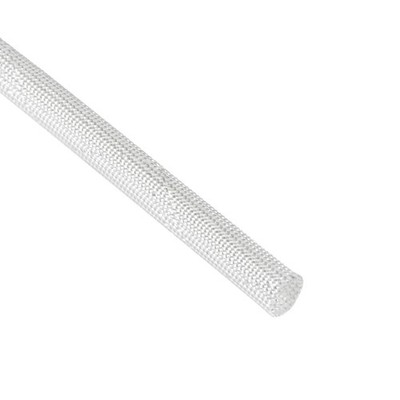 White 600C Temp Resistance PVC Fiberglass Insulation Sleeve 5M 8mm Dia