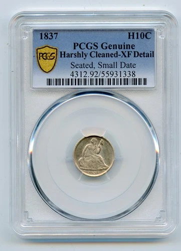 1837 Liberty Seated Silver Half Dime-Small Date PCGS XF Detail - Harshly Cleaned