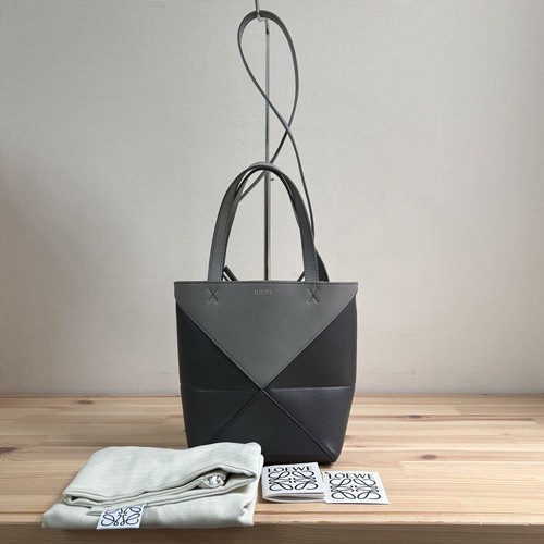 LOEWE Puzzle Fold Tote Mini Tote Bag Shoulder Bag Gray