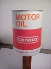 VINTAGE CONOCO EMPTY 1 QUART SAE 30 OIL CAN. RED / WHITE /ORANGE COLOR ,PLASTIC
