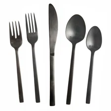 Fortessa Arezzo Brushed Black 18/10 Stainless Flatware Set