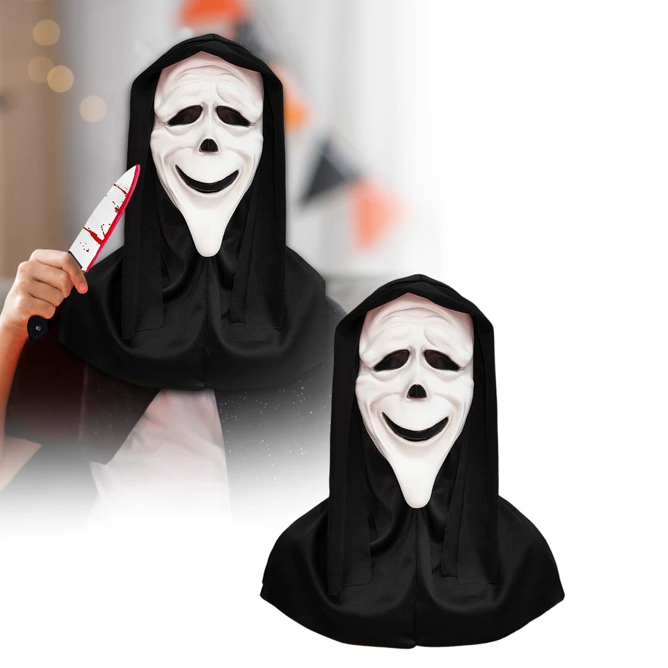 Halloween Ghostface Full Head Mask, Latex Scream Bloody Mask, Scary Skull Masque - Image 2 of 4