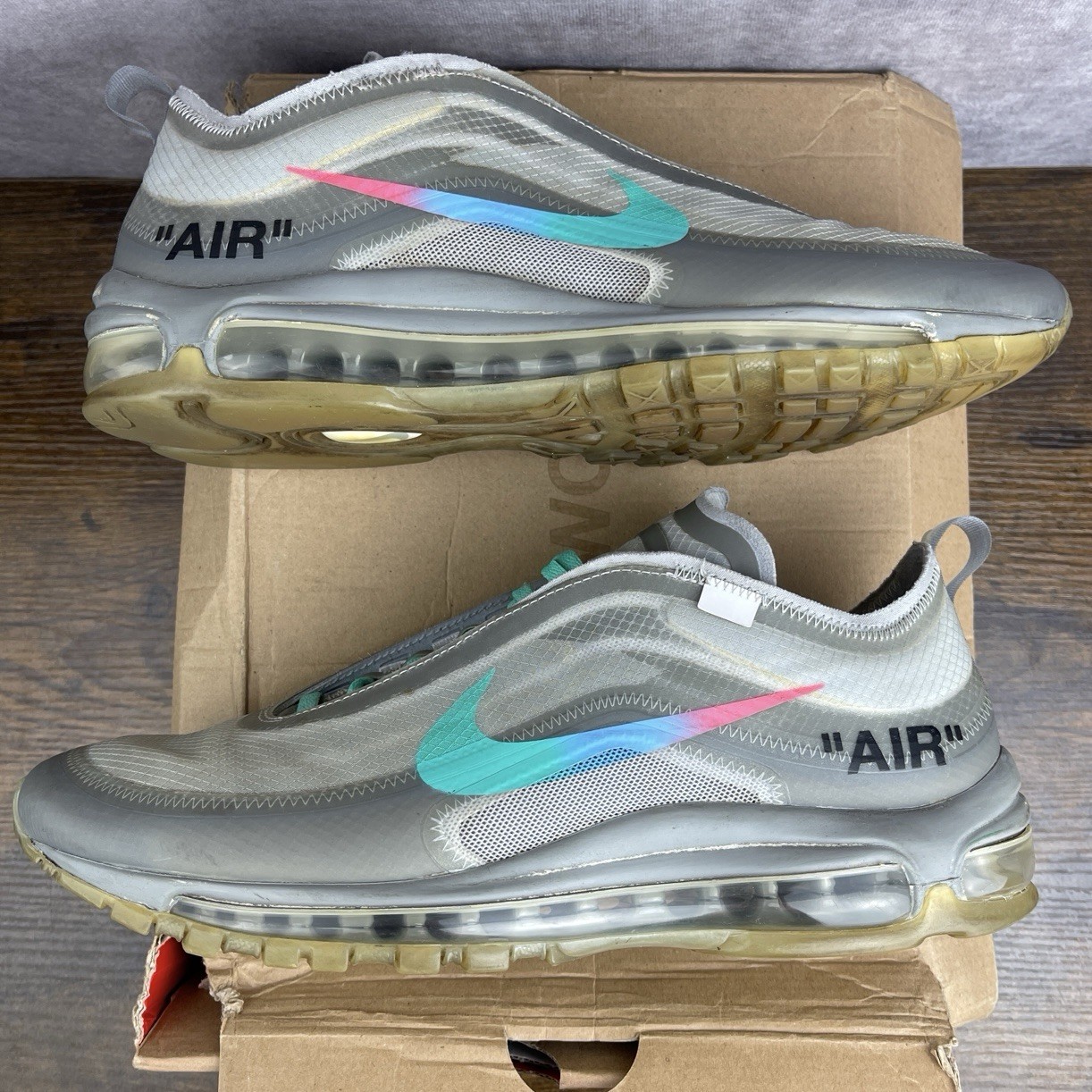 OFF WHITE X NIKE Nike Off White x Air Max 97 Menta Taglia 10 AJ4585 101 Grigio Sneakers Uomo OG Rare