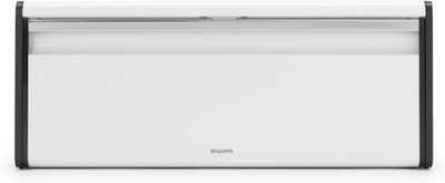 Rectangular Fall Front Bread Box | White | Large Metal Front Opening Bread Store