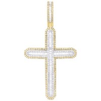 JFL Diamonds & Timepieces 10K Gelbgold Baguette Diamant AnhäNger Herren Kreuz