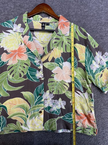 Volcom Women’s Sz Small Floral Short Sleeve Cropped Button Up Hawaiian Shirt - Picture 8 of 12