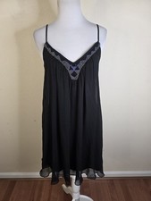 Express Black Chiffon Babydoll Mini Dress Strappy Party Cocktail Women XS