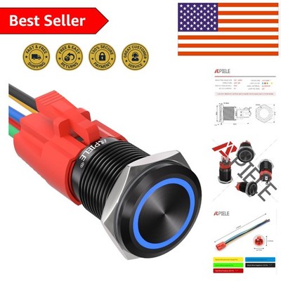 Waterproof 16mm Latching Push Button Switch with LED Angel Eye Design