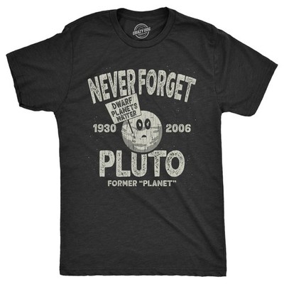 Mens Never Forget Pluto T Shirt Funny Outer Space Planets Joke Tee for Guys
