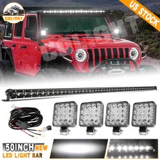 50inch Led Light Bar Wwire 3.3 Pods Combo Kit For Jeep Wrangler Jk Tj Yj Cj 50inch Led Light Bar Wwire 3.3 Pods Combo Kit For Jeep Wrangler Jk Tj Yj Cj