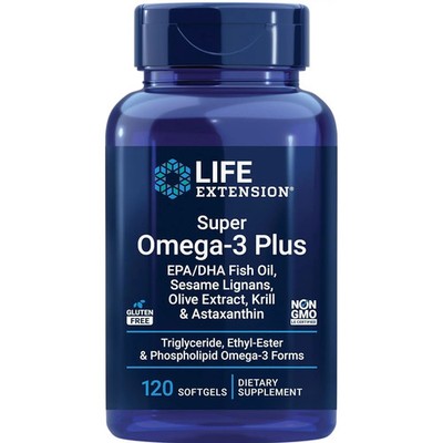 Life Extension Super Omega-3 Plus EPA/DHAF ishOil+Krill&Astaxanthin,120Softgels