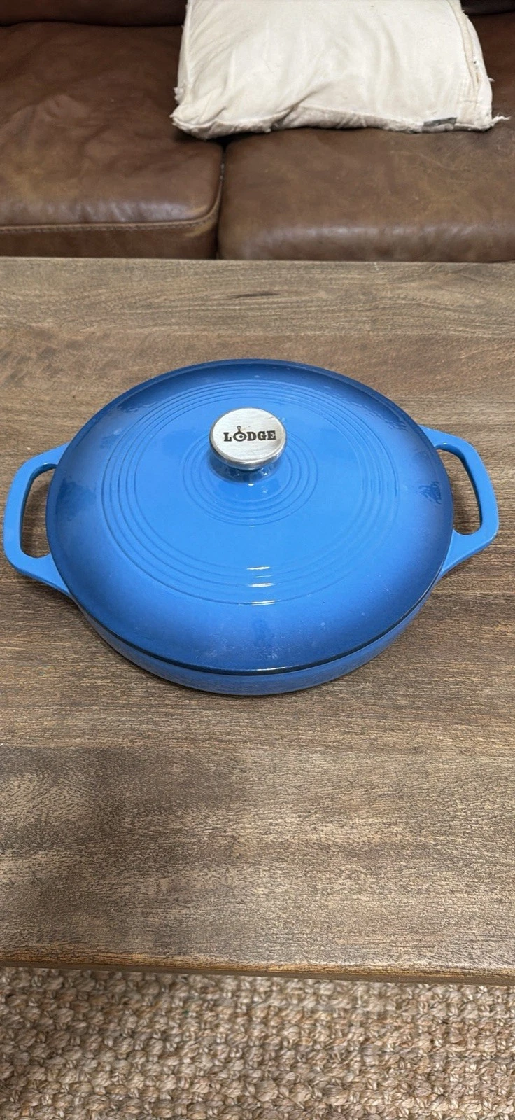 Lodge 3.6 Quart Enameled Cast Iron Skillet Round With Lid – Dual Handles – Oven