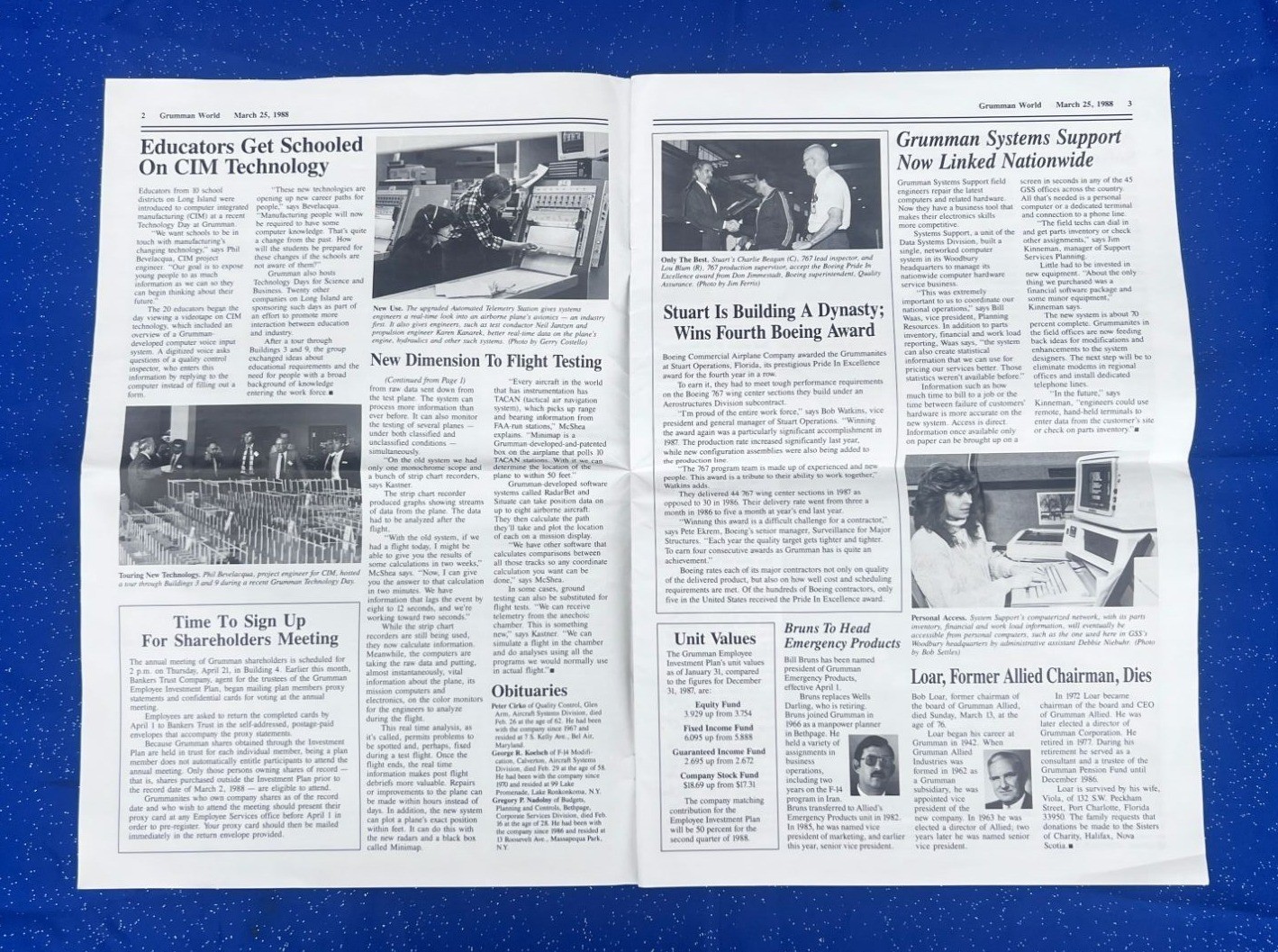 Vintage Grumman World Newsletter 1988 NASA Employee Magazine Master Builder