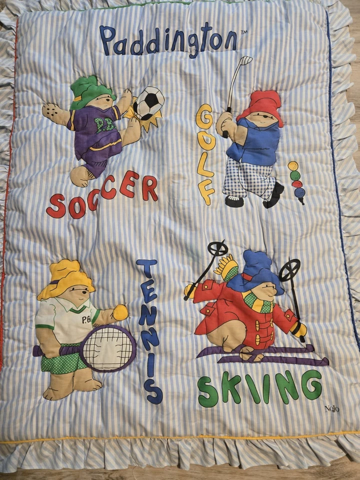 Manta acolchada vintage 1991 Paddington Bear por NOJO cuna ropa de cama 45"x36" Foto 2 de 4