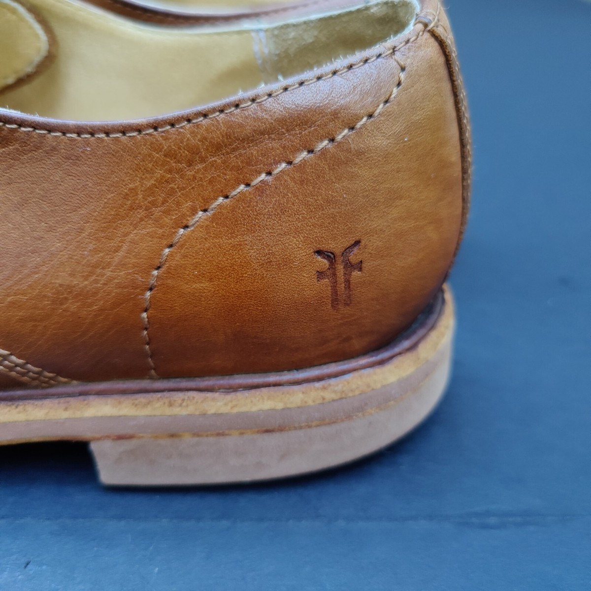 FRYE GRANT WINGTIP Mens Cognac Leather Formal Oxford Casual 