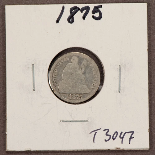 1875 10c Seated Liberty Silver Dime - Value Coin - SKU-T3047