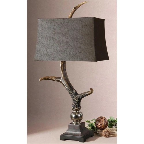 Uttermost Stag Horn Resin Table Lamp in Burnished Bone Ivory/Chocolate - Picture 2 of 4