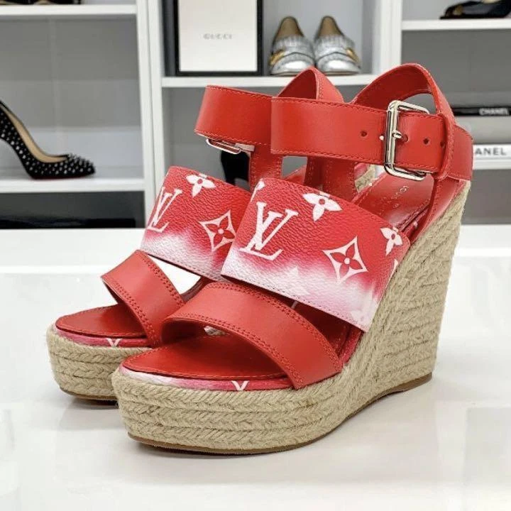 Louis Vuitton Pink Monogram Canvas Starboard Wedge Espadrille