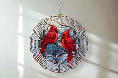 Beautiful Winter Cardinal Wind Spinner, 3 Size Choices