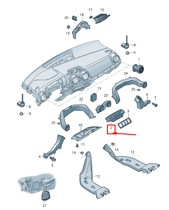 Nouvelle plaque intermédiaire de distribution d'air Audi Q2 GA 81B858431