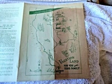VINTAGE LOVELY CARTOON MAP OF  PG&E VACATION LAND CAMPS CAMP ALMANOR SHASTA 