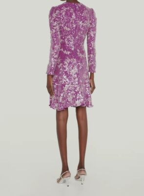 erdem pink sequin dress Erdem Asymmetric Appliqud Sequinned Satin Midi Dress in Pink