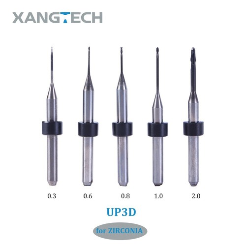 Dental UP3D Zirconia Milling Bur Cutters DC/DLC Head Diameter 0.3/0.6/1
