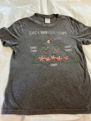 ELF Abercrombie Kids T-shirt Elves 4 Main Food Groups Grey Graphic S Buddy