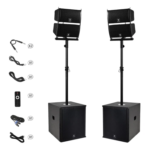 PRORECK 15 inch Line Array PA DJ Speaker System 6000W P.M.P.O Subwoofer Combo