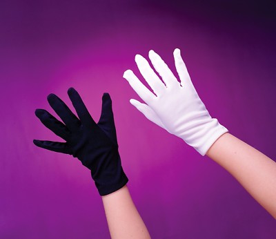 Childrens Short Gloves Black or White Halloween Costume Boys Girls Kids Child