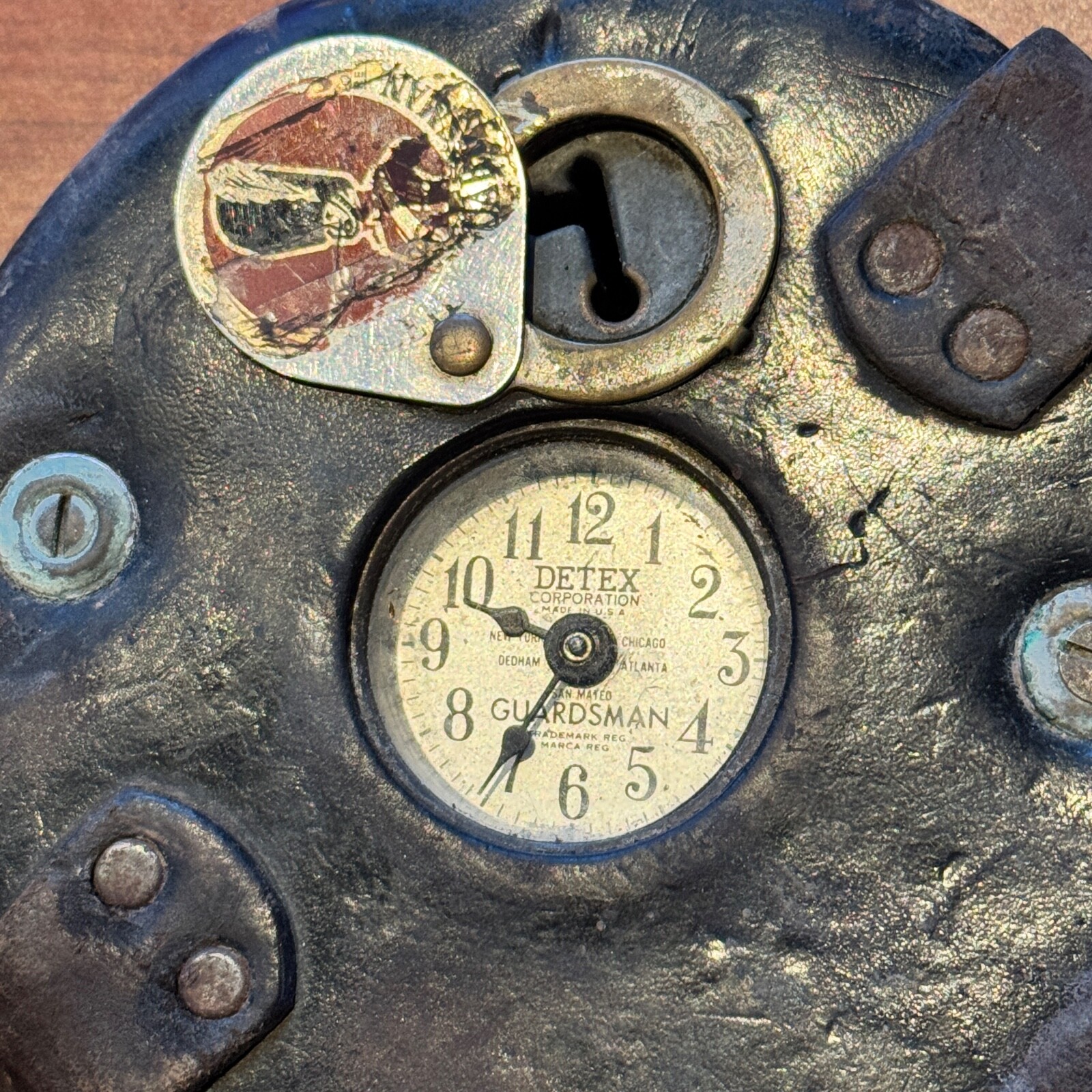 Detex Guardsman Clock with Leather Case and Key