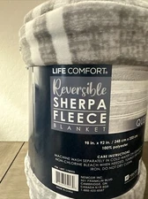 Reversible Sherpa Fleece Life Comfort Blanket Plush 98x 92Fits Queen