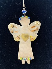 Copper Angel Christmas Ornament 4.5" Textured Metal Beaded Crown/Hem