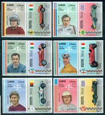 1969 Samochody wyścigowe, Ferrari, Lotus, Alfa Romeo, Mercedes, von Trips, Clark, Ajman,375,MNH