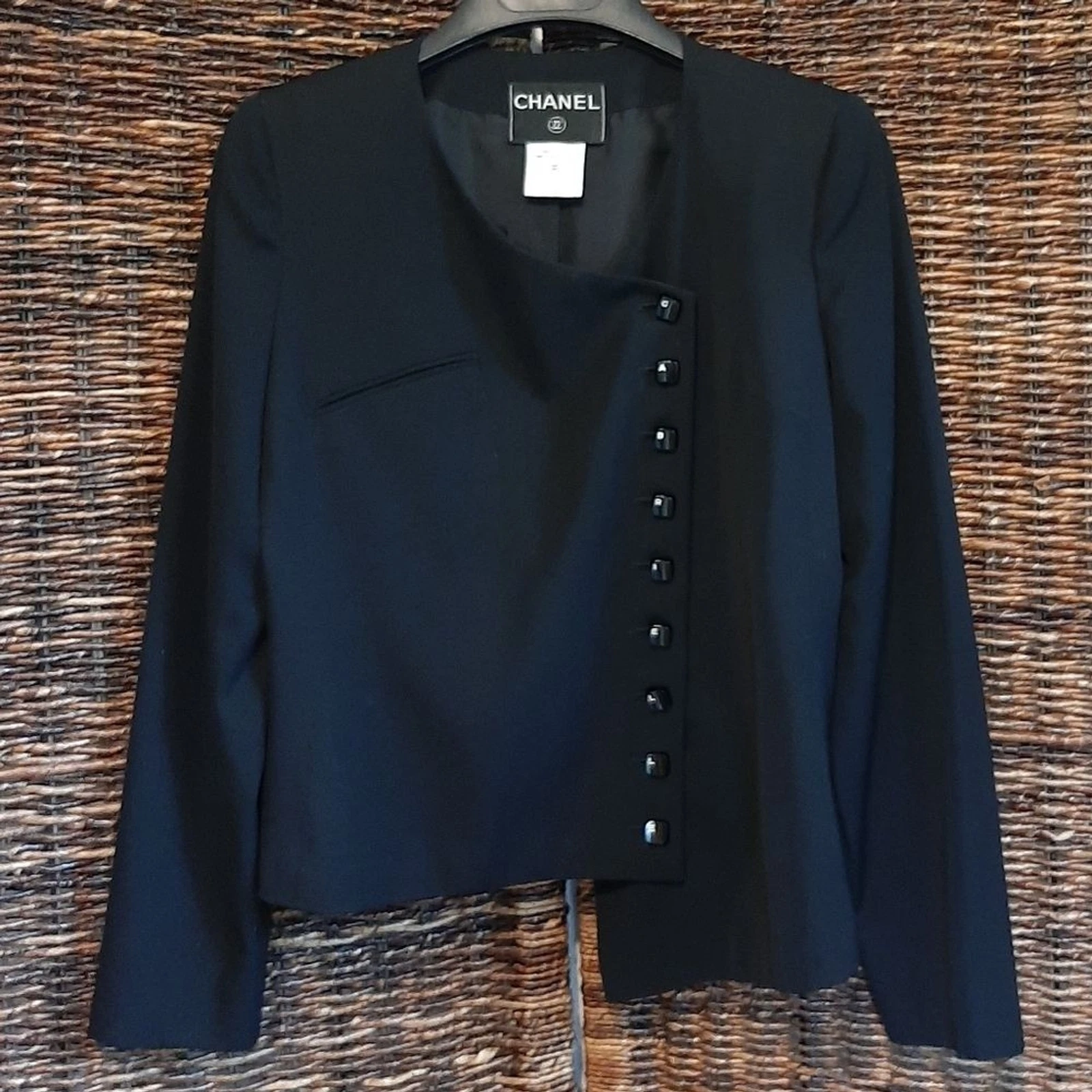 Giacca CHANEL lana seta Gabrielle blazer nero 38 piccola asimmetrica cappotto elegante 6