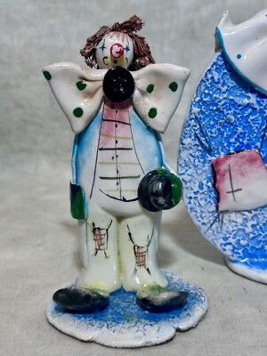 4 Vintage Zampiva Pastel Ceramica Made in Italy Clown Figurines