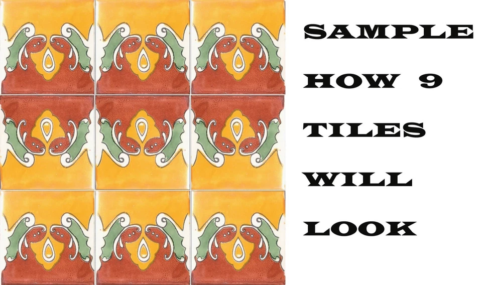 90 Mexican Tiles Talavera Ceramic Handmade Mexico #C031 - Image 2 of 2