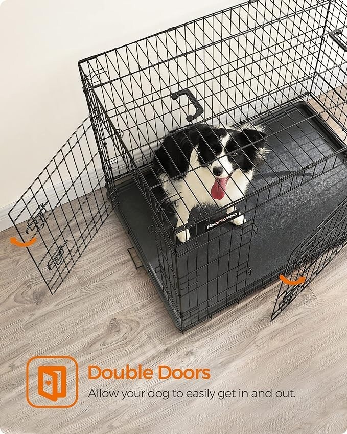 Feandrea Dog Crate Dog Cage, 42 inch Foldable Puppy Pet Cage Puppy Dog