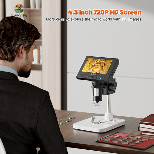 Microscope, LCD Digital Coin Microscope 1000X, Coin Magnifier with 8 Adjustable - Afbeelding 2 van 12