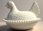 Vintage Indiana White Milk Glass Hen on Nest Covered Bowl/Candy Dish 7” x 5 1/2"