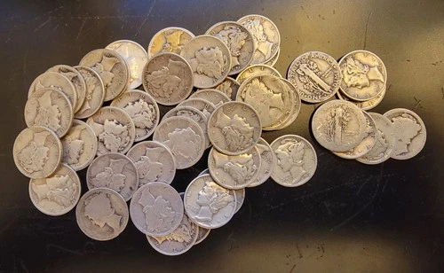 50 Mercury Dimes-90% Silver 1916-1945 Random Dates Not Junk Roll Coins Bullion