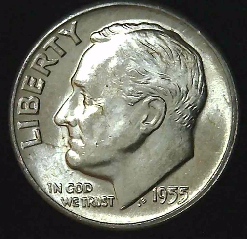 1955-D 10C Roosevelt Dime BU 90% Silver 26owt0306-4