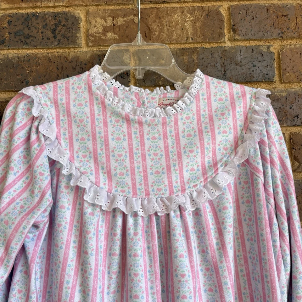 Lanz of Salzburg Nightgown Cottage Core Pink Floral Lace Hearts XL (14/16) - Image 2 of 4