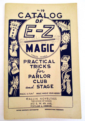 Catalog Of E-Z Magic Tricks For Parlor Club or Stage No 19 Vintage Order Book