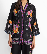 Johnny Was Jade Silk Kimono Jacket Reversible Multi Black XL;NWT