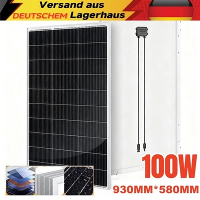 MARKENLOS 100W Monokristallin Solarmodul Photovoltaik 12V Mono Solarpanel Dach Gartenhaus