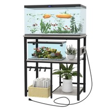 20-29-37 Gallon Fish Tank Stand, 3-Tier Aquarium Stand with Power Outlet Rept...