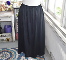 Vintage Sears Black Half Slip Nylon Lace Hem USA 70s 80s Waist 28-32